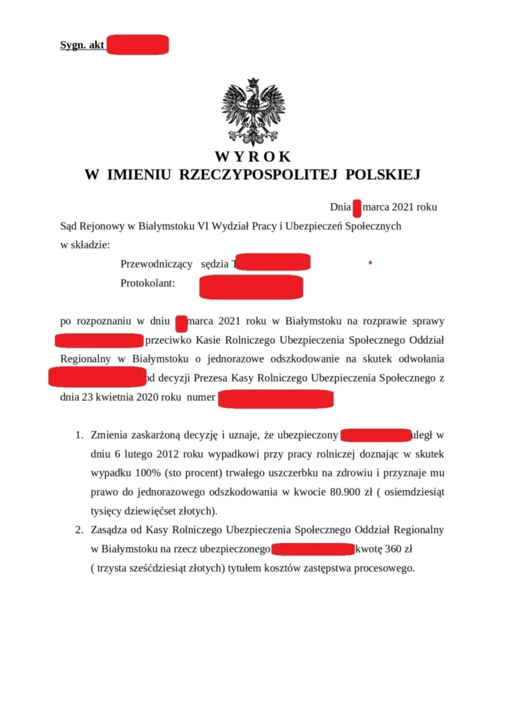 odszkodowanie krus udar